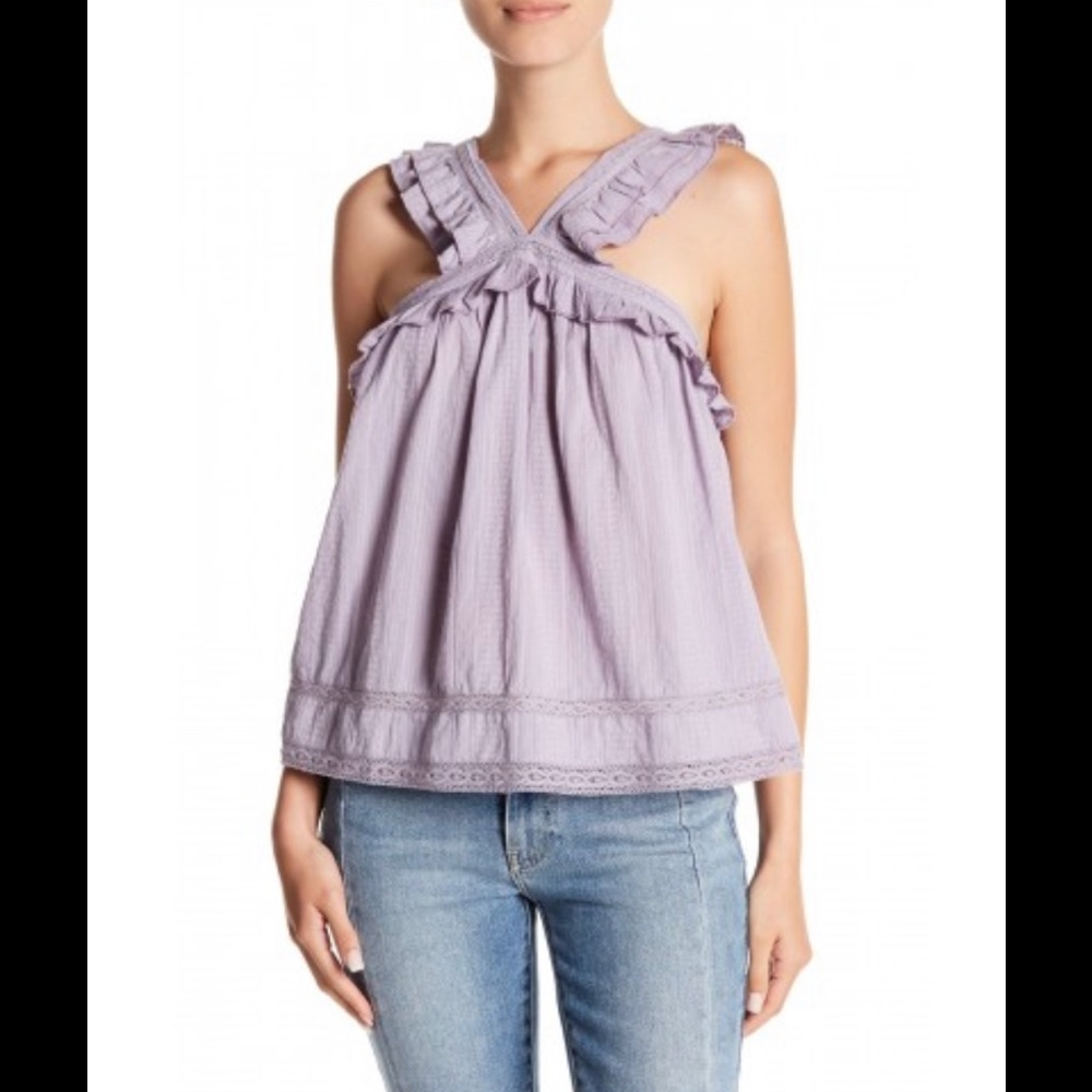 4/$20 NWT Melrose Market Ruffle Trim Embroider TOP